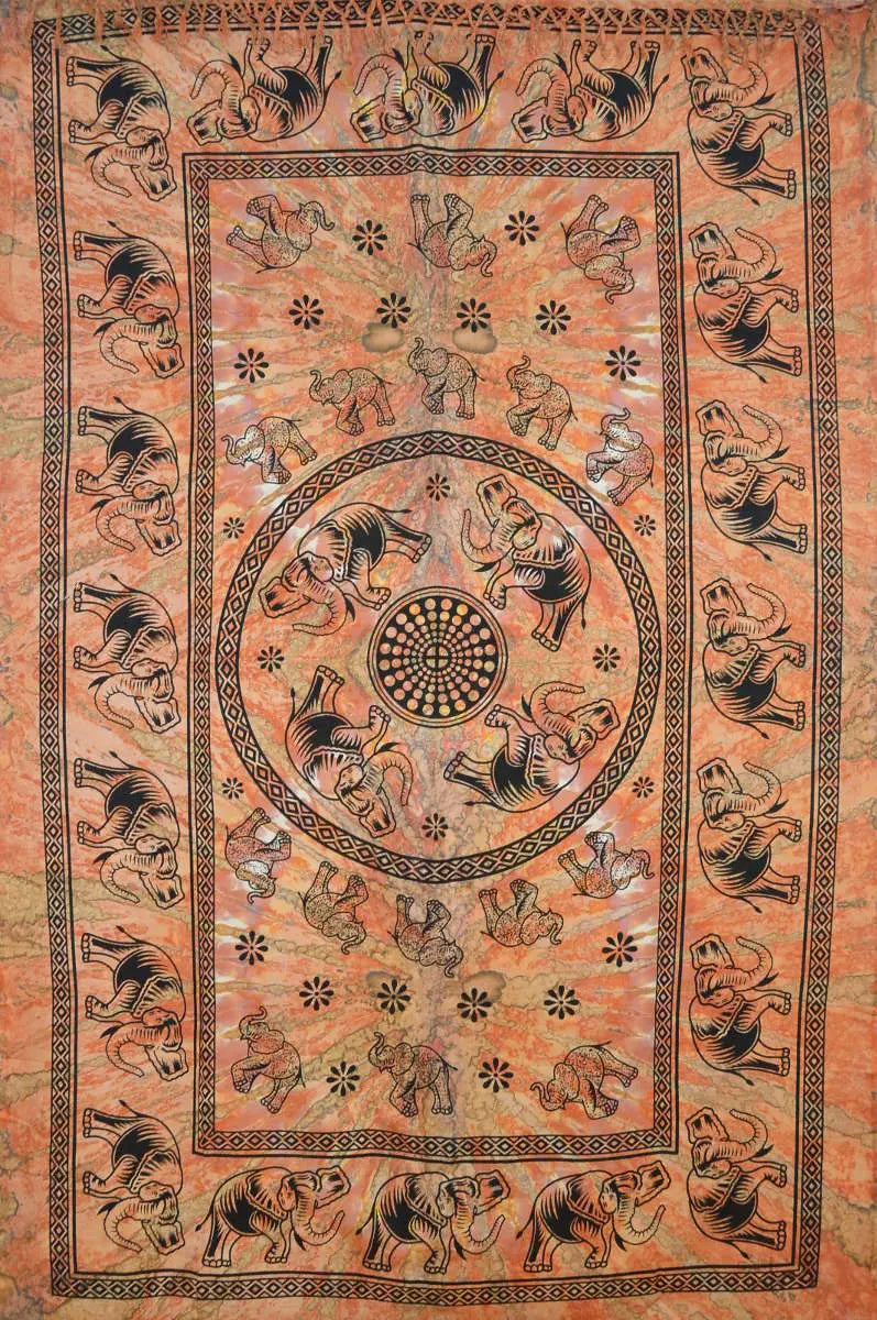 Mandala Wandtuch Elefanten indisches Batik-Tuch