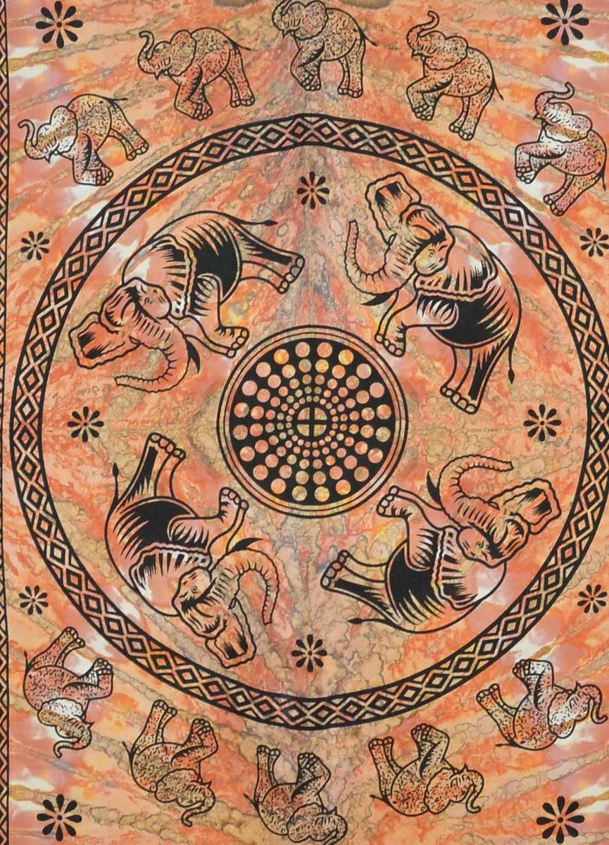 Mandala Wandtuch Elefanten indisches Batik-Tuch