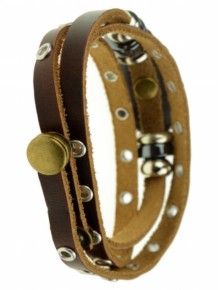 Leder-Wickelarmband, Perlen, Medallion Modeschmuck