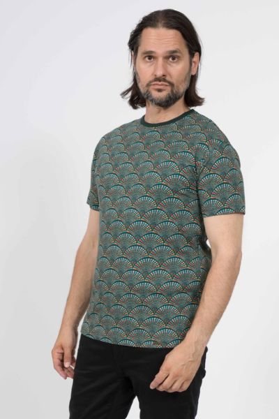 Chapati Männer T-Shirt Retro Design Türkises Muster