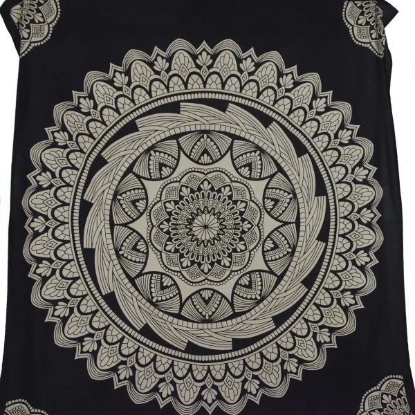 Mandala Wandtuch Schwarz Off-White Boho Ethno Deko